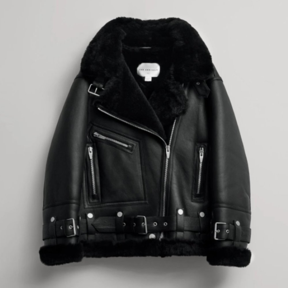 *BRAND-NEW NEVER WORN* The Arrivals Moya IV Shearling Coat in Space Black, L